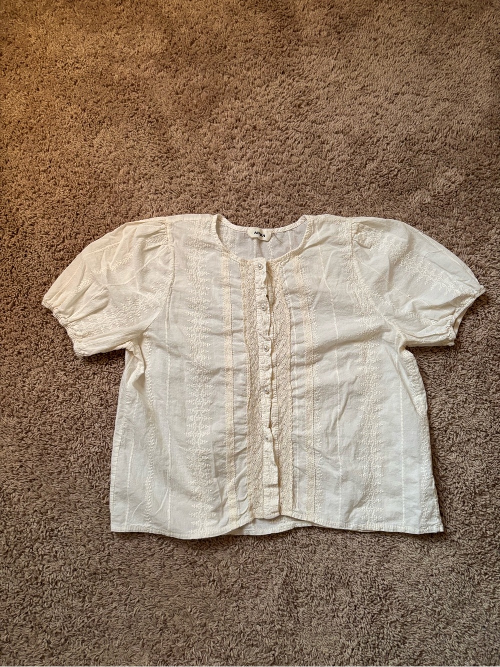 ADORA Cream Button-Front Textured Blouse